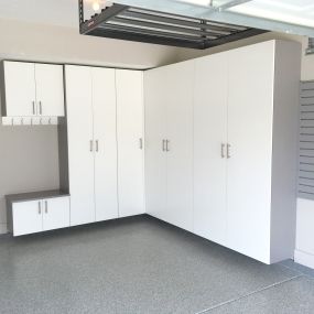 Garage Cabinets-Epoxy Floor Coating-Slat Wall