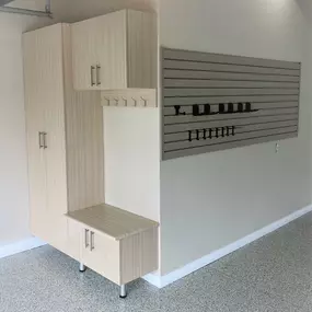 Garage Cabinets-Slat Wall-Epoxy Floor Coating