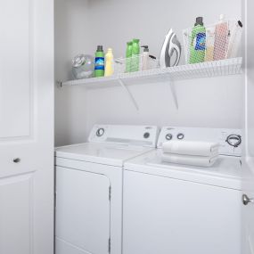 Easy access to your full-size Whirlpool washer and dryer.