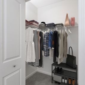 There is plenty of room for your clothes, shoes, and bags in our spacious walk-in closet.