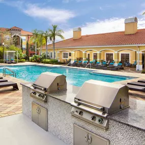 Poolside outdoor grills