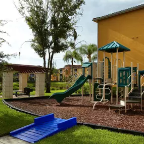 Playground with slide jungle gym