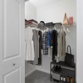 There is plenty of room for your clothes, shoes, and bags in our spacious walk-in closet.