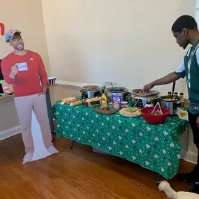 What do you do in an office full of competitive people? You have an office fantasy football league, of course! And what's a draft party without tailgate food? Rumor has it, it was one of the 