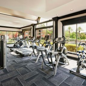 Fitness zone with courtyard views