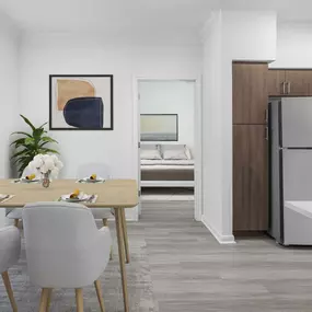 Dining area with modern finishes at Camden Vanderbilt Apartments in Houston, TX