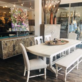 Brooks Dining new line for modern farmhouse - what a pretty look, see in person at Curated Fine Furnishings & Design - call 513.683.2233