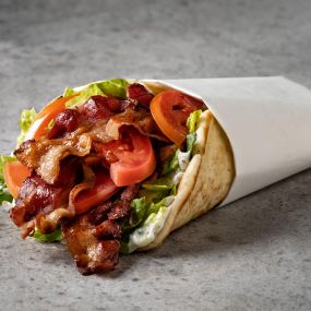 B.L.T Gyro - Bacon, lettuce, tomato and your choice of mayo, ranch dressing or Tzatziki sauce.