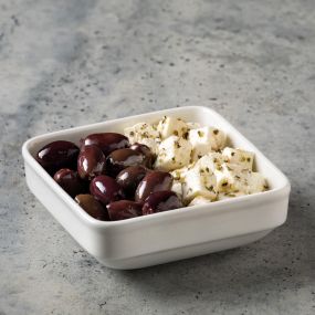 Feta and Olives - A generous portion of fresh Feta and Olives.