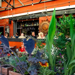 Top-rated patio with ample seating and a view of the beautiful Pearl Street Mall