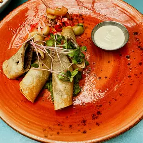 Vegetarian friendly food like the Mushroom & Black Bean Taquitos