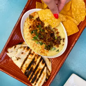 Centro hot Queso and Chorizo served with chips and grilled tortillas