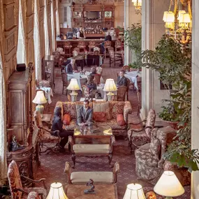 Interior of the historic Brown Hotel lounge in Louisville.