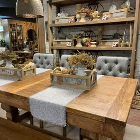 Stop in and get inspired by our collection of new, reclaimed, repurposed, and handcrafted furniture and home decor.