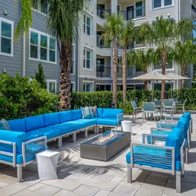 Outdoor Fireside Lounge at Waverly Terrace luxury apartments in Temple Terrace, FL