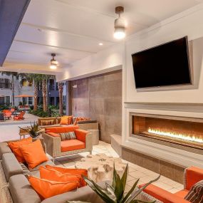 Outdoor Fireside Lounge at Aurora Luxury Apartments in Downtown, Tampa FL