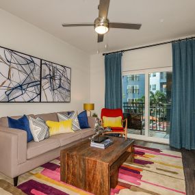 Model Apartment Living Room at Aurora Luxury Apartments in Downtown, Tampa FL