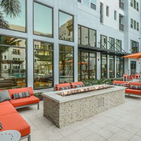 Outdoor Fireside Seating at Aurora Luxury Apartments in Downtown, Tampa FL