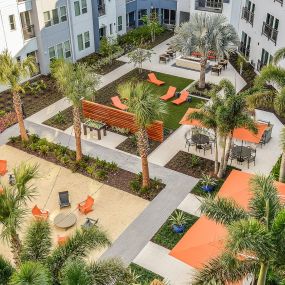 Garden Courtyard at Aurora Luxury Apartments in Downtown, Tampa FL