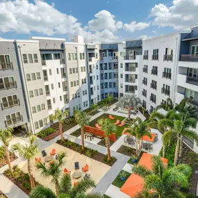 Garden Courtyard at Aurora Luxury Apartments in Downtown, Tampa FL