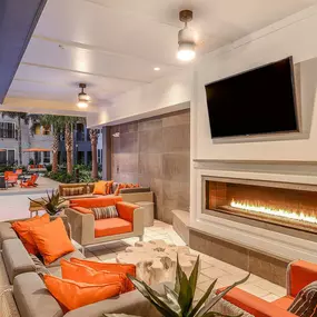 Outdoor Fireside Lounge at Aurora Luxury Apartments in Downtown, Tampa FL