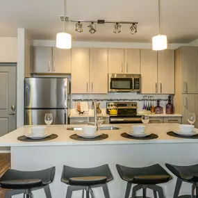 Model Apartment Chef-Style Kitchen at Aurora Luxury Apartments in Downtown, Tampa FL