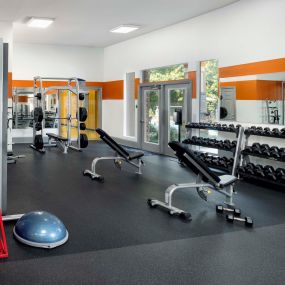 Expansive 3,000 square-foot fitness center with cardio, strength training, basketball court and yoga studio at Camden Overlook in Raleigh, NC