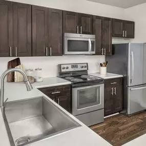 Kichen with stainless steel appliances