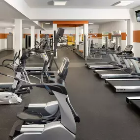 Expansive 3,000 square-foot fitness center with cardio, strength training, basketball court and yoga studio at Camden Overlook in Raleigh, NC