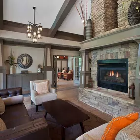 Resident lounge with fireplace