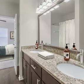 En suite bathroom with double sinks