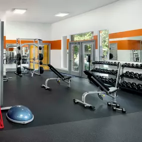 Expansive 3,000 square-foot fitness center with cardio, strength training, basketball court and yoga studio at Camden Overlook in Raleigh, NC