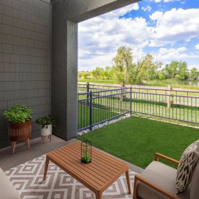Private fenced in yard at Camden Lakeway Apartments in Lakewood, CO