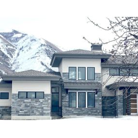 stone installation on a newer home