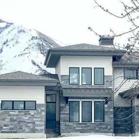 stone installation on a newer home