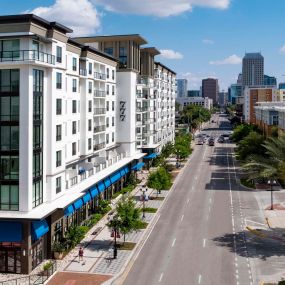 Building exterior with downtown view