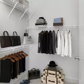 Walk-in closets at Camden North Quarter apartments in Orlando, FL