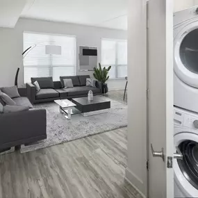 Studio floor plan with full-size, stackable washer and dryer at Camden North Quarter apartments in Orlando, FL