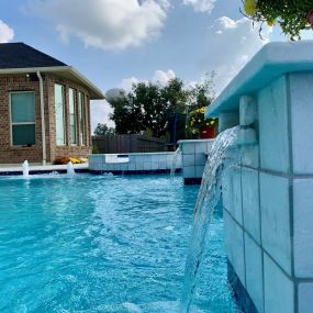 Pool Renovation with Great  Water Fountains & Waterfalls