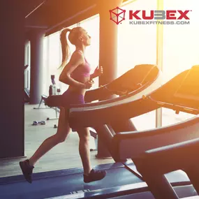 female running on a treadmill at Kubex Fitness in logan utah