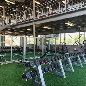 the free weight room at KUBEX Fitness in Logan, Utah