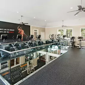 Multi-Level 24-hour Fitness Center with cardio equipment at Camden Greenway Apartments in Houston, TX