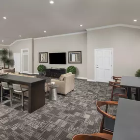 Resident Lounge and Community Workspace with space to work from home at Camden Greenway Apartments in Houston, TX