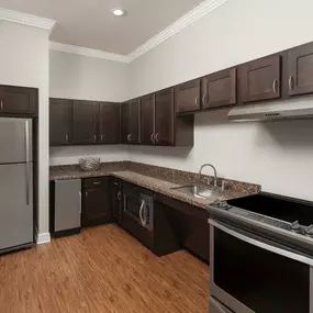 Resident lounge with entertaining kitchen at Camden Greenway Apartments in Houston, TX