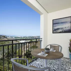 Balcony with ocean views and Italian-inspired ceramic tile