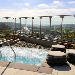 Camden Hillcrest Apartments San Diego CA infinity edge hot tub on a cliff looking out toward the ocean