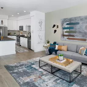 Open-concept living and dining area