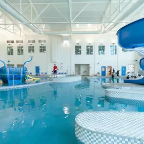 The RiverChase YMCA indoor pool hosts lap swim, family swim, swim lessons, water exercise classes, and more!