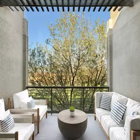 Top-floor, spacious open patio in the townhomes at Camden Belmont apartments in Dallas, TX
