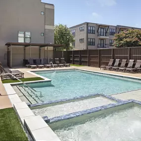 Second pool with tiered tanning ledge at Camden Belmont apartments in Dallas, TX